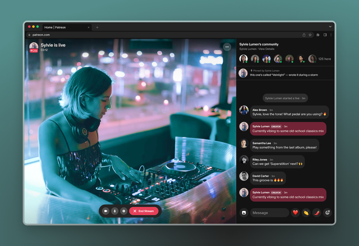 Patreon testa um recurso de vídeo ao vivo nativo, onde os criadores podem transmitir 24/7