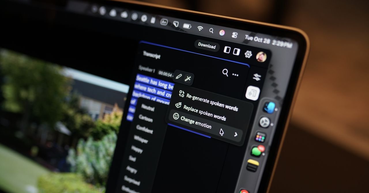 Exclusivo: a IA corretiva da Adobe pode mudar as emoções de uma narração
