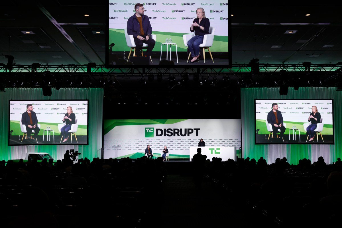 Sean O'Kane and Chris Barman, CEO, Slate Auto, speak onstage during day two of TechCrunch Disrupt 2025 at Moscone Center on October 28, 2025 in San Francisco, California
