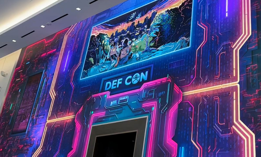A wall at the Def Con hacking conference in Las Vegas in 2024.