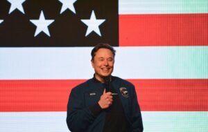 Elon Musk speaks during a town hall in Green Bay, Wisconsin on March 30, 2025.