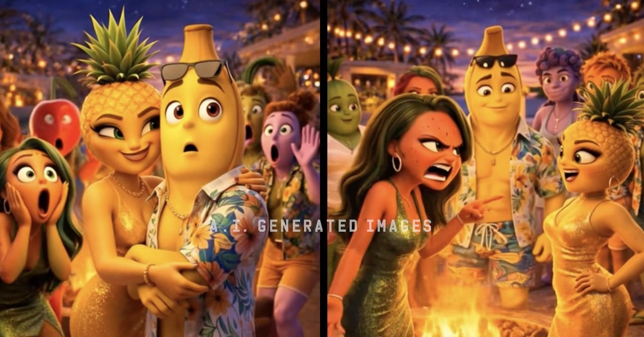 Há algo muito sombrio em muitos desses vídeos virais de frutas com IA