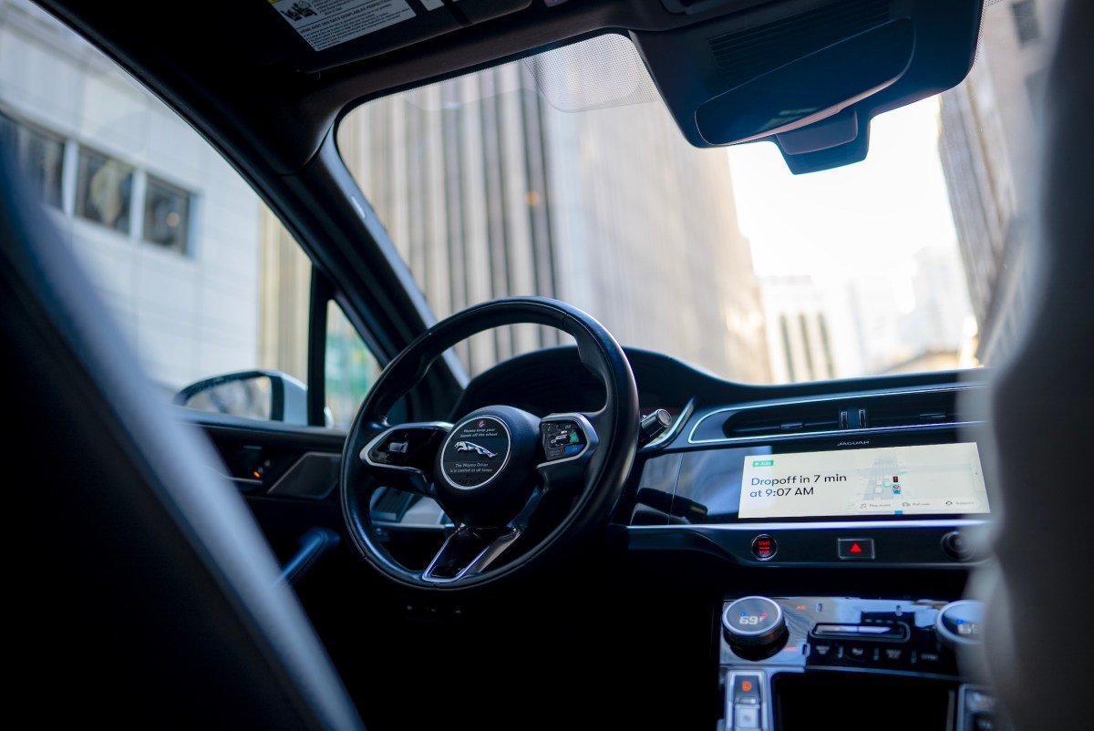 The interior of a Waymo robotaxi