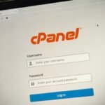 a cPanel login screen showing the username and password prompt