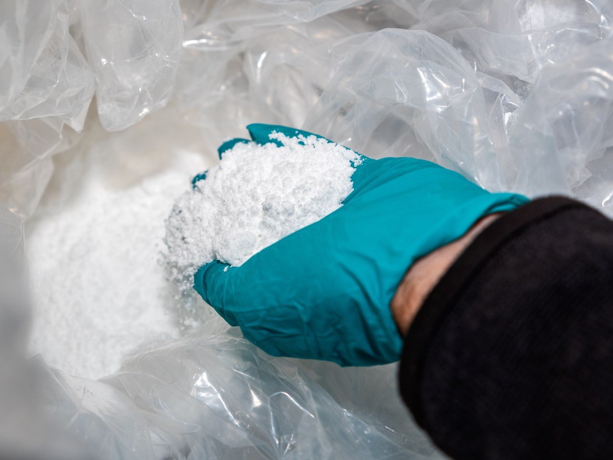 Lithium powder from recycled batteries at the Redwood Materials recycling and manufacturing facility in McCarran, Nevada, US, on Friday, March 22, 2024. Redwood plans to manufacture enough of cathode active material, responsible for a third of the cost of a battery, to build more than 1.3 million EVs a year by 2028, in addition to other battery components that have never been made in the US before