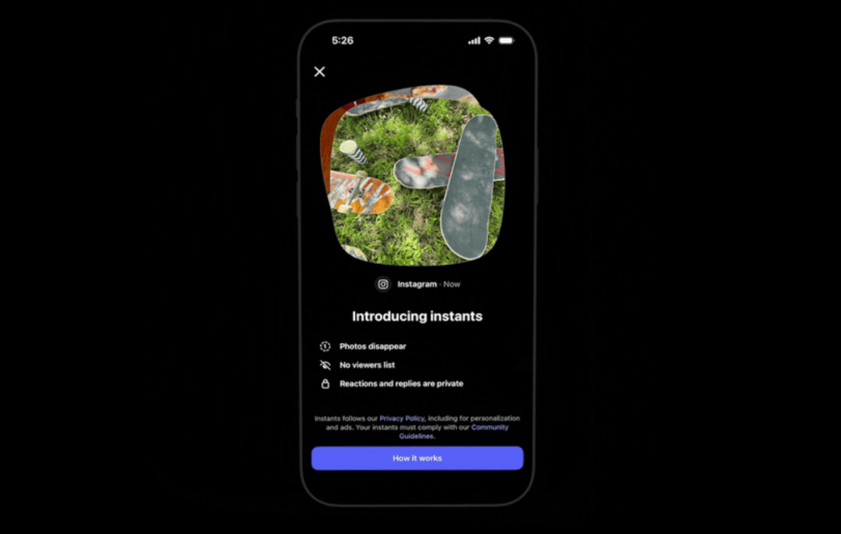 O novo recurso ‘Instants’ do Instagram combina elementos do Snapchat e BeReal