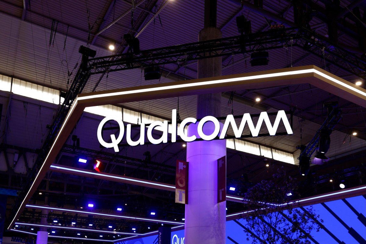 The Qualcomm Incorporated logo is being displayed at their pavilion during the Mobile World Congress in Barcelona, Spain, on February 28, 2024