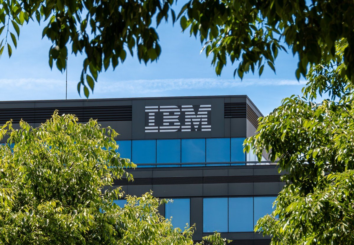 Exterior view of the French headquarters of IBM, an American multinational technology company active in computer hardware, software and services.