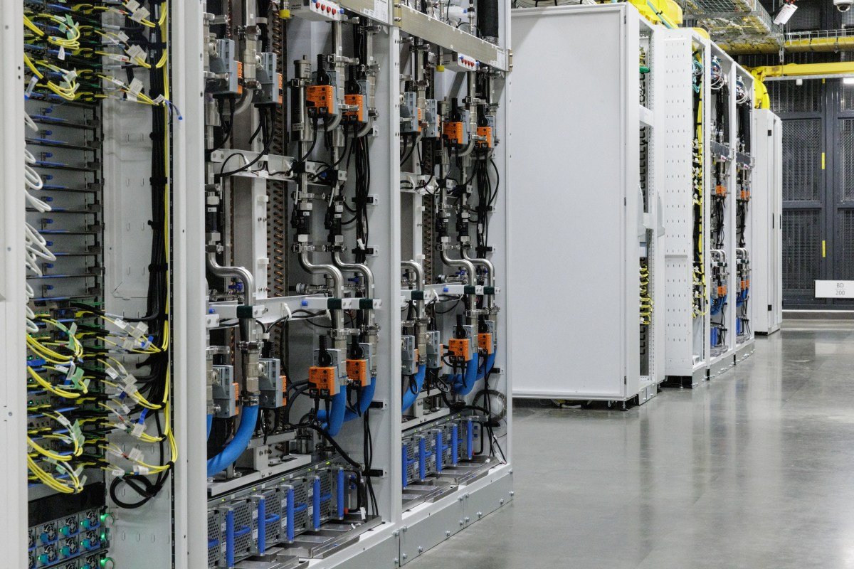 racks of GPUs (graphics processing units) with a closed-loop liquid cooling system are seen inside an operational Microsoft data centre in Karawang, West Java.