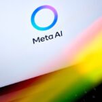 The Meta AI logo on a laptop