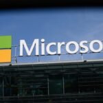 Microsoft signage is being pictured in Warsaw, Poland, on June 26, 2024.