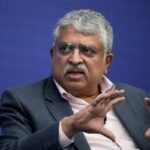 WASHINGTON, DC - APRIL 12: Infosys co-founder Nandan Nilekani speaks at the Semafor World Economic Summit on April 12, 2023 in Washington, DC. The event features interviews with business and government leaders discussing the global economy and financial markets. (Photo by Drew Angerer/Getty Images)