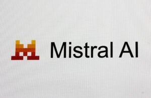The logo of the French company Mistral AI.