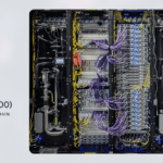 A picture of 72 chips made by Meta in a rack-scale set up.